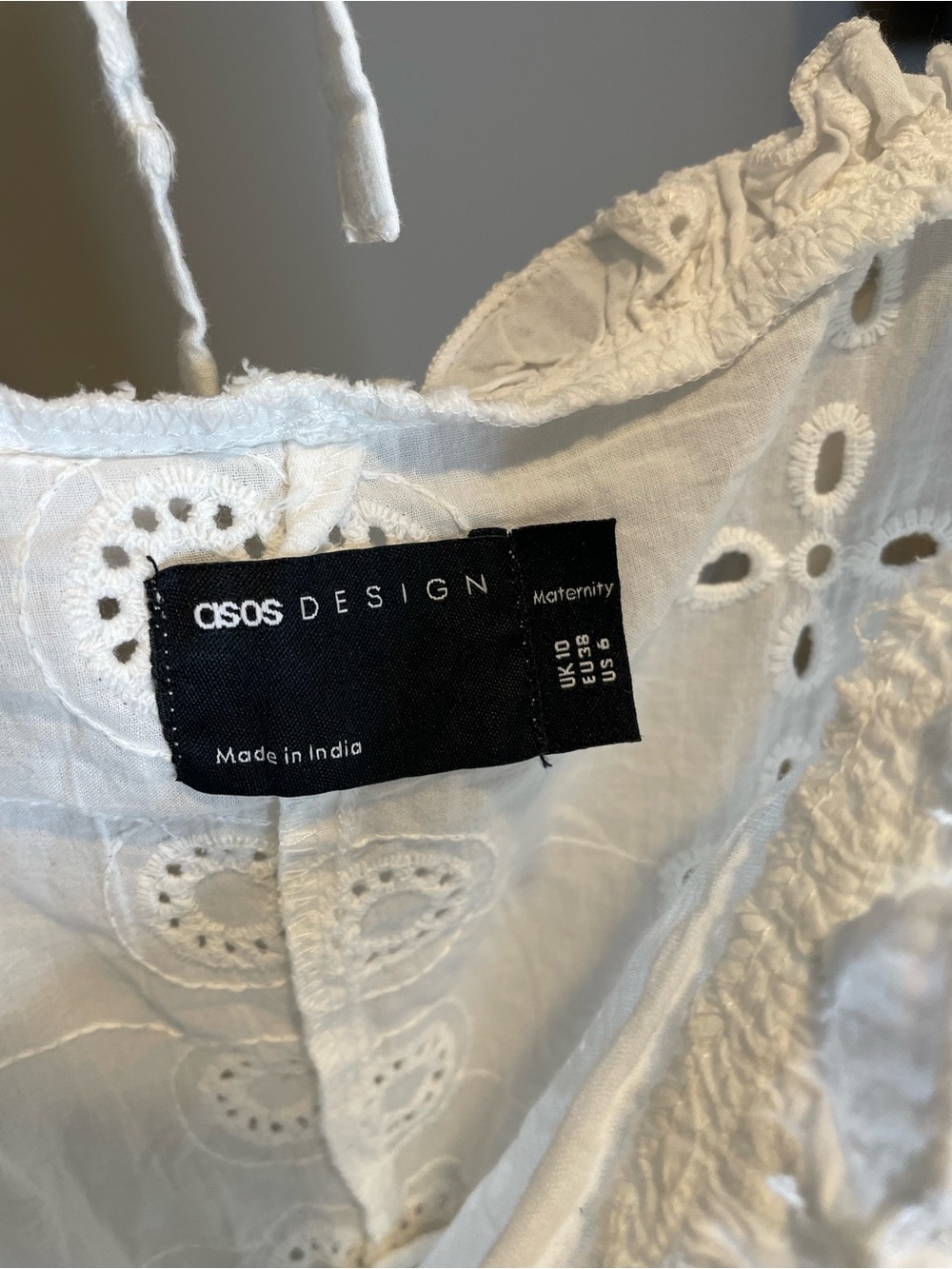 ASOS Maternity White Eyelet Broderie Anglaise Cottagecore Boho Mini Dress - Picture 3 of 6